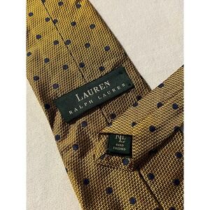 Lauren Ralph Lauren	Vintage Gold Blue Polkadot Woven	100 % Silk	Tie Necktie USA